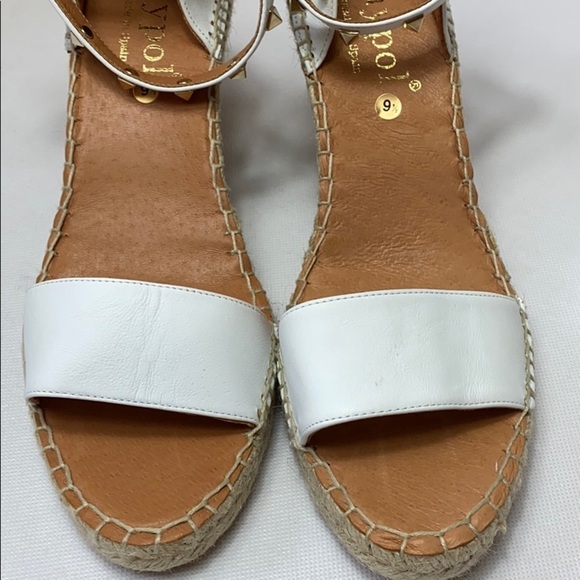 Maypol Anthro white leather studded espadrille wedges - Picture 5 of 8